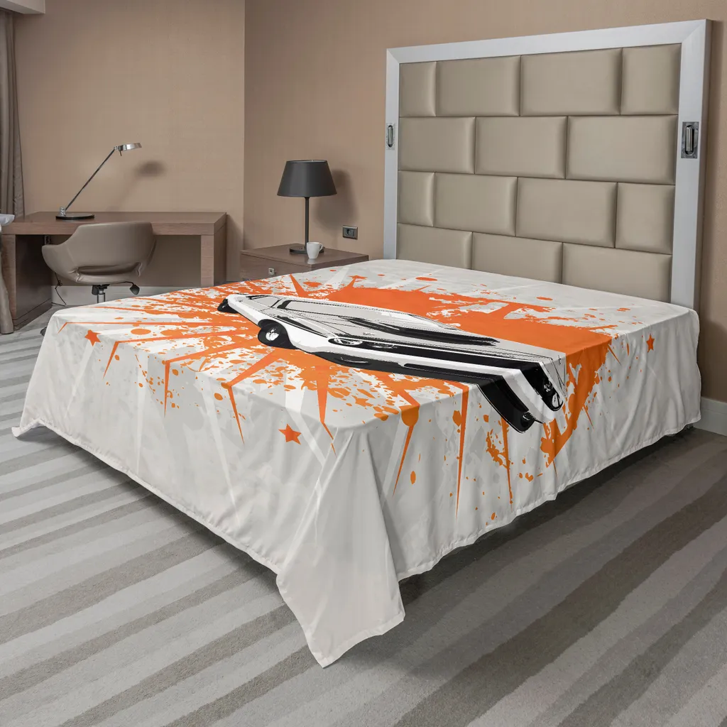 Lenzuolo Letto Ragazzi ABAKUHAUS Auto e Graffiti Arancione 244x205
