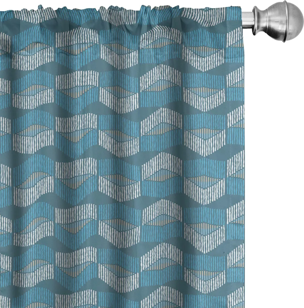 ABAKUHAUS Tende retrò, tendaggi, bohemian ethnic messicano con motivo ikat e elementi geometrici, 2 pezzi 75 x 225 cm, blu taupe bianco
