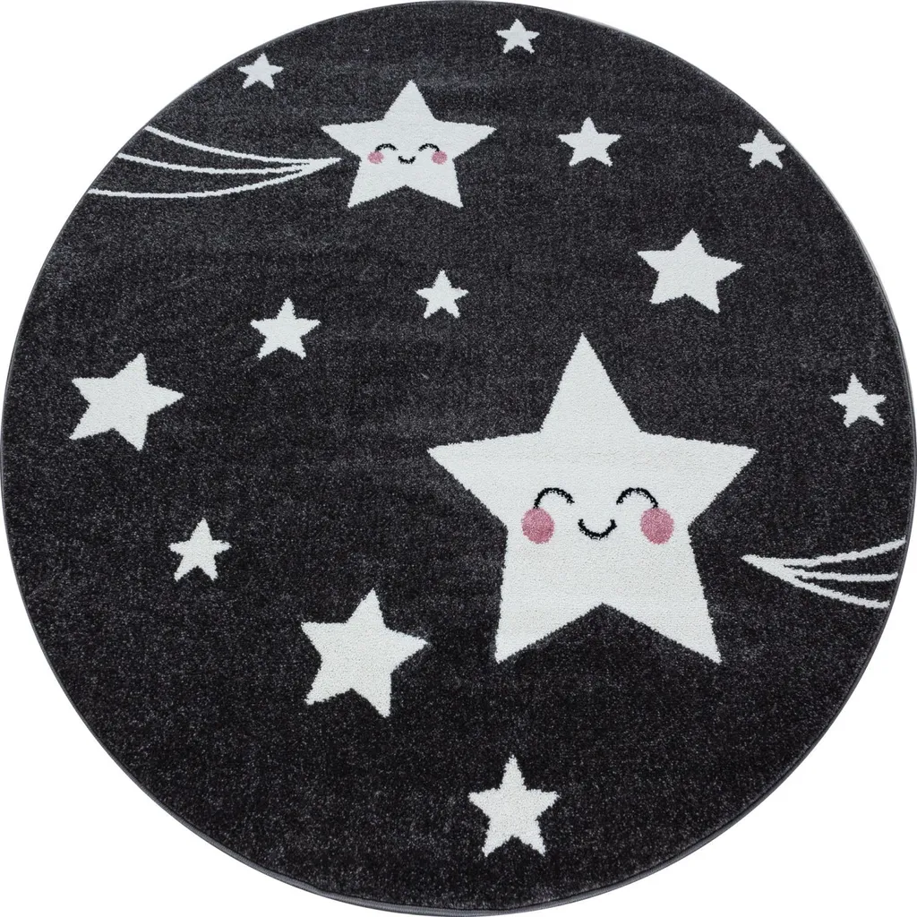 Tapis rond Kids 610 gris diamètre 160 cm pour chambre d'enfant moderne