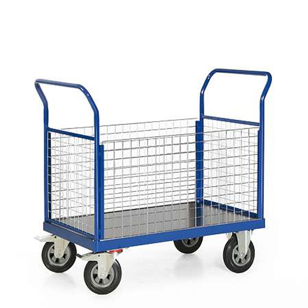 Protaurus Plattformwagen F600 mit 4 Gitterwänden ohne Bordkante 1200x800mm