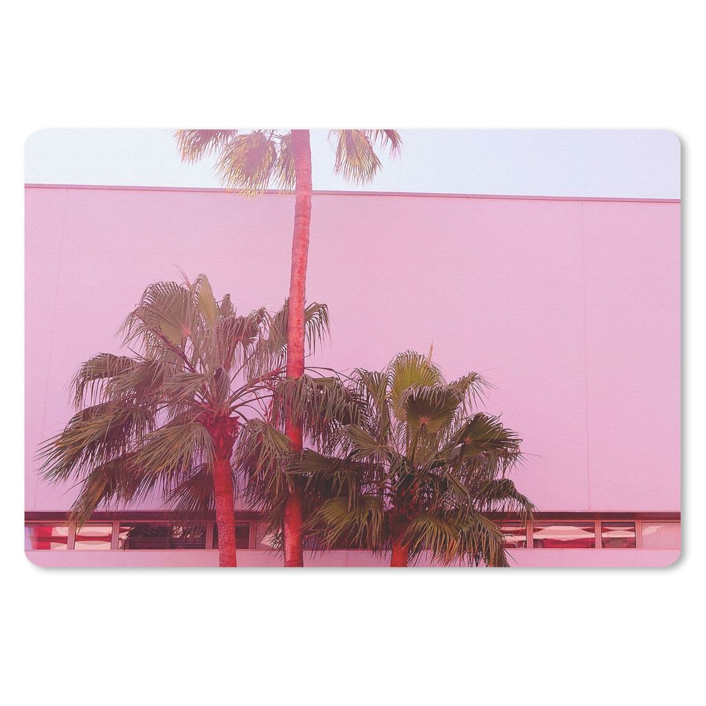 MuchoWow Schreibtischunterlage Palme - Garten Poster - Rosa 60x40 cm - XXL Mauspad - Großes Mauspad