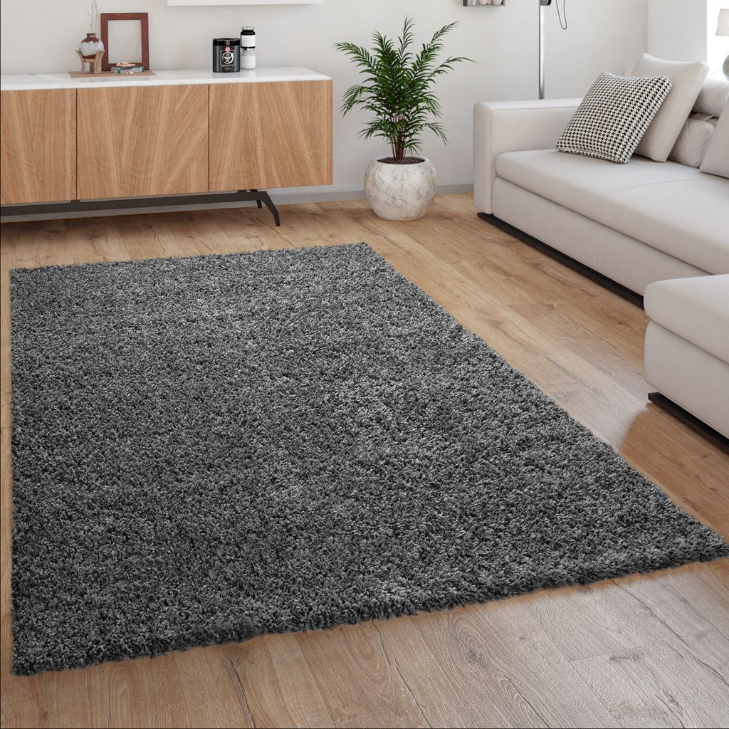Hochflor Teppich Wohnzimmer Shaggy Langflor Modern Einfarbig Ohne Muster Grösse 60x100 cm