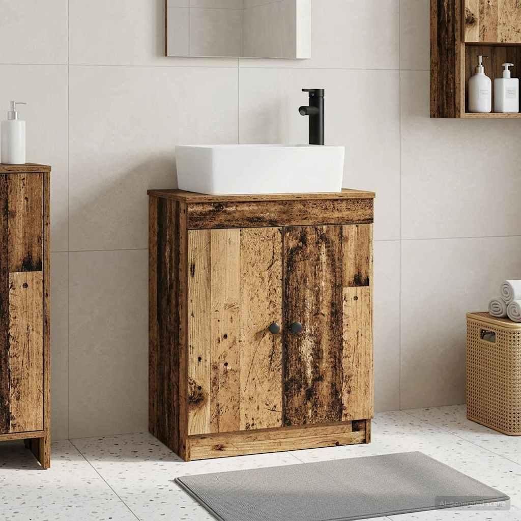 Möbel Badezimmerschrank mit Waschbecken Altholz 54 x 35 x 83 cm - Badspiegel CC2879