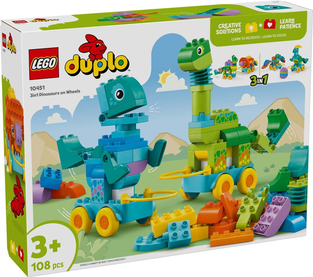 LEGO DUPLO Dinos auf Rädern 3-in-1-Set - Lernspielzeug für Produktbild 
