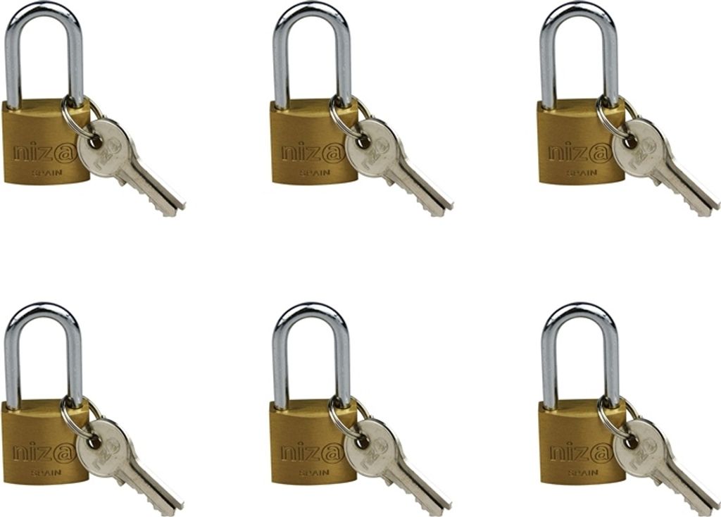 6er Set Vorhängeschlösser 25mm Bügelschloss Kofferschloss grosse Bügel Schloss