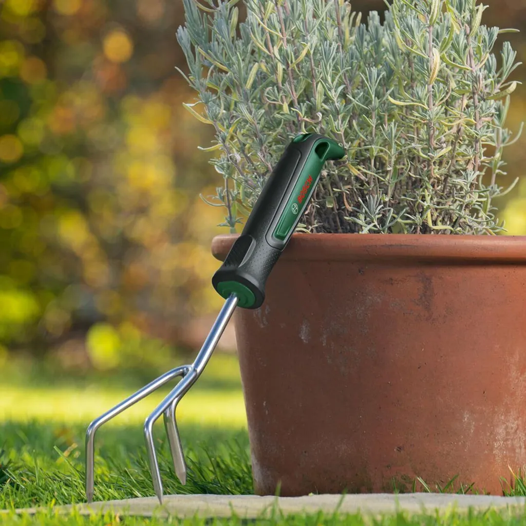 Râteau de Jardin BOSCH 38 cm Ergonomique - Outil Compact Vert Résistant - 2