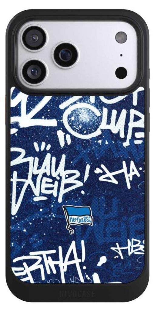 NIVOCASE Hülle für Apple iPhone 17 Pro Max Handyhülle NIVOcore Case Schwarz Graffiti Hertha BSC Offizielles Lizenzprodukt