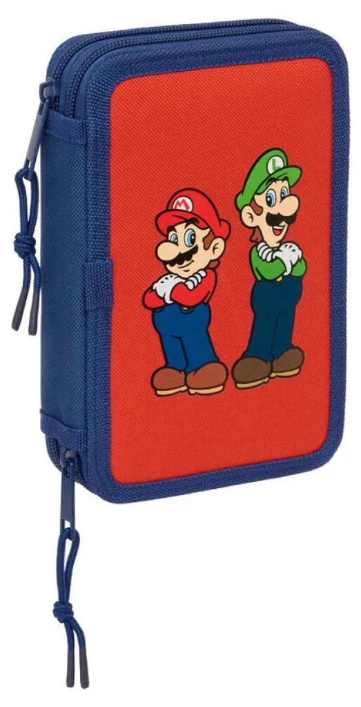 Trousse Scolaire Double Compartiment Super Mario Garnie de 29 Pièces