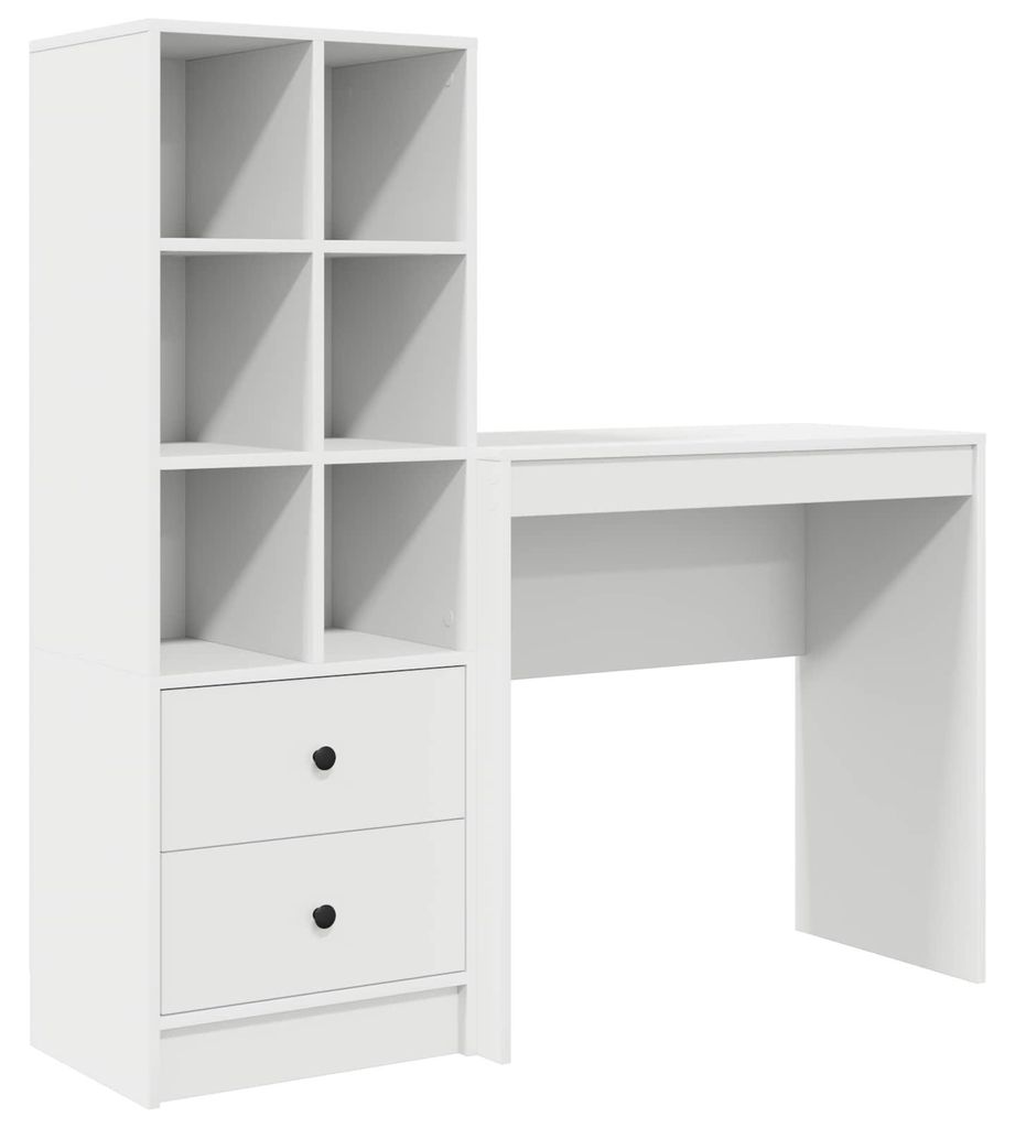 vidaXL Schreibtisch mit Schubladen mit Regal mit Speicher 2 pcs Weiß