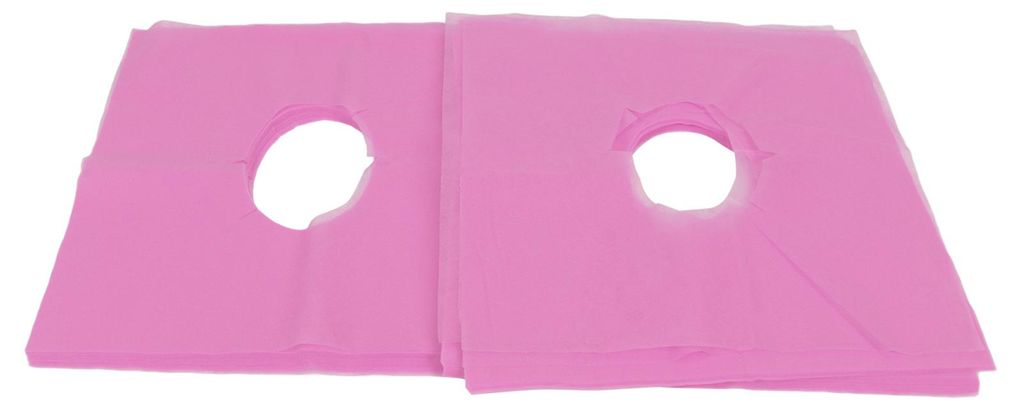 100 Stück Gesichtsstützenbezüge mit Lochdesign, gute Wasseraufnahme, atmungsaktiv, Einweg-Kopfstützenbezüge für Schönheitssalons, Rosa