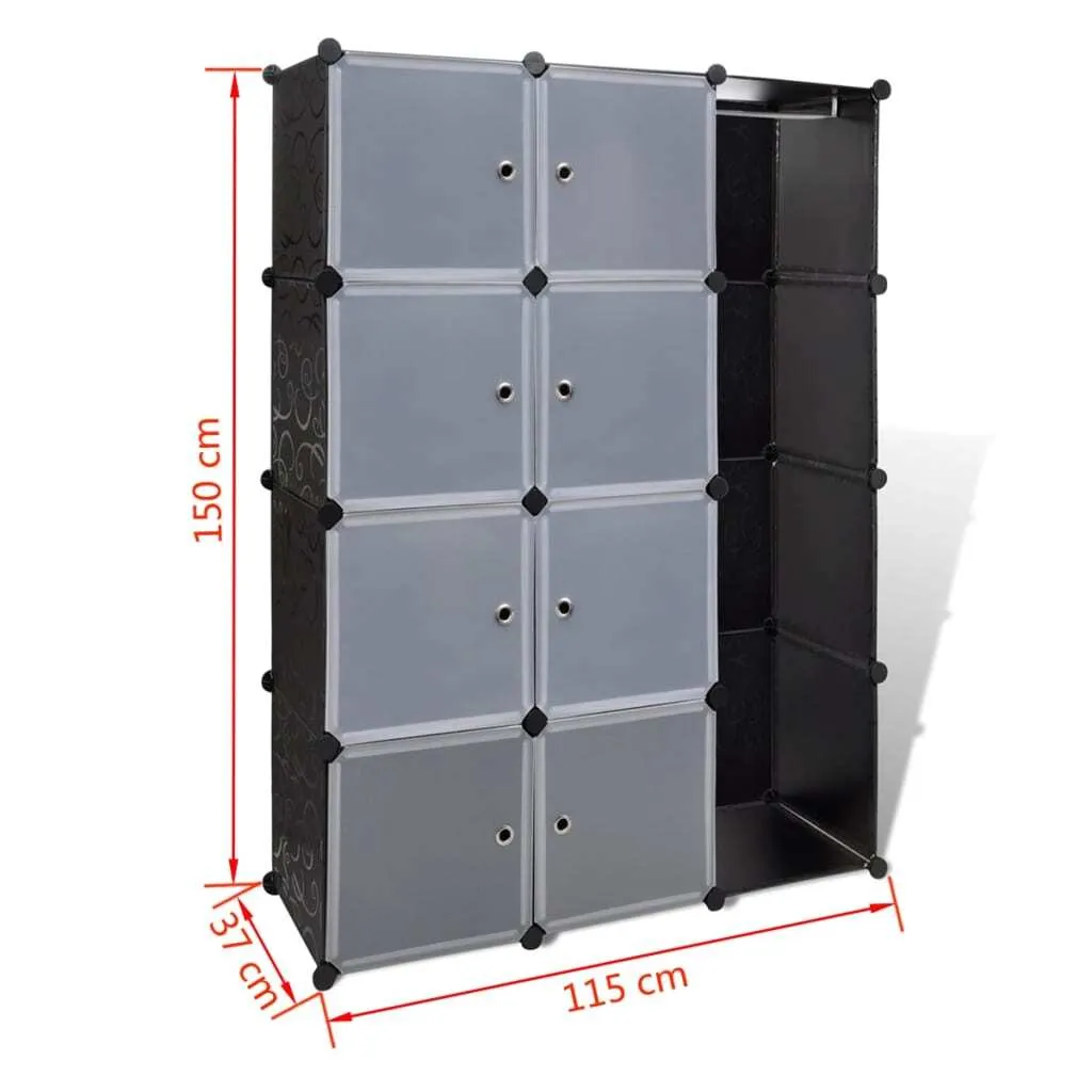 Scaffalatura Modulare 9 Vani per Garage e Hobby 37x115x150 cm Bianco Nero - 7