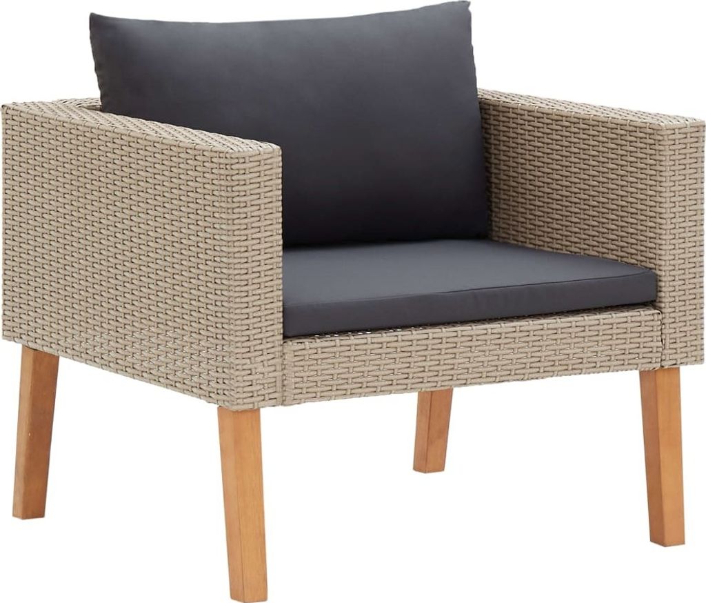 1-Sitzer-Gartensofa mit Auflagen Poly Rattan Beige