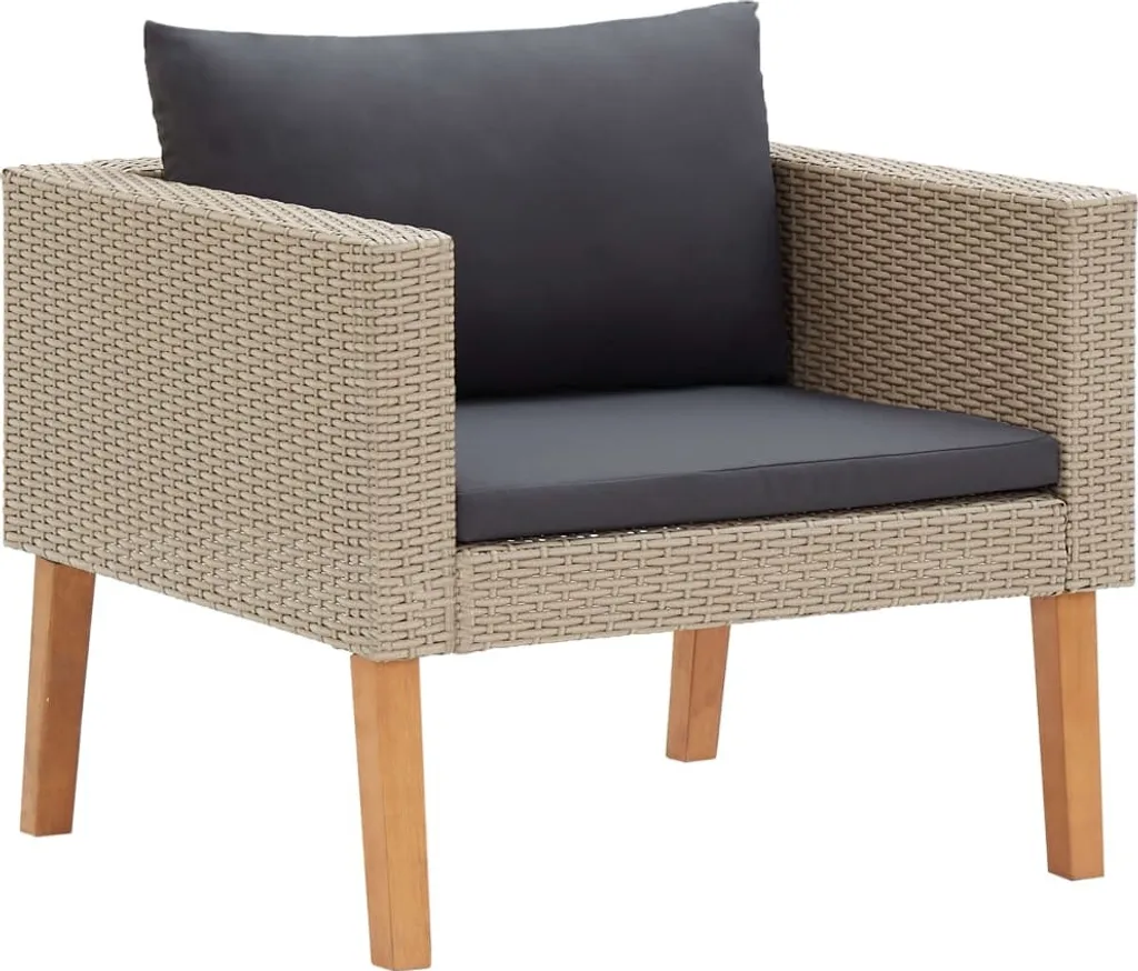 Divanetto Singolo Outdoor Poly Rattan Beige The Living Store Design