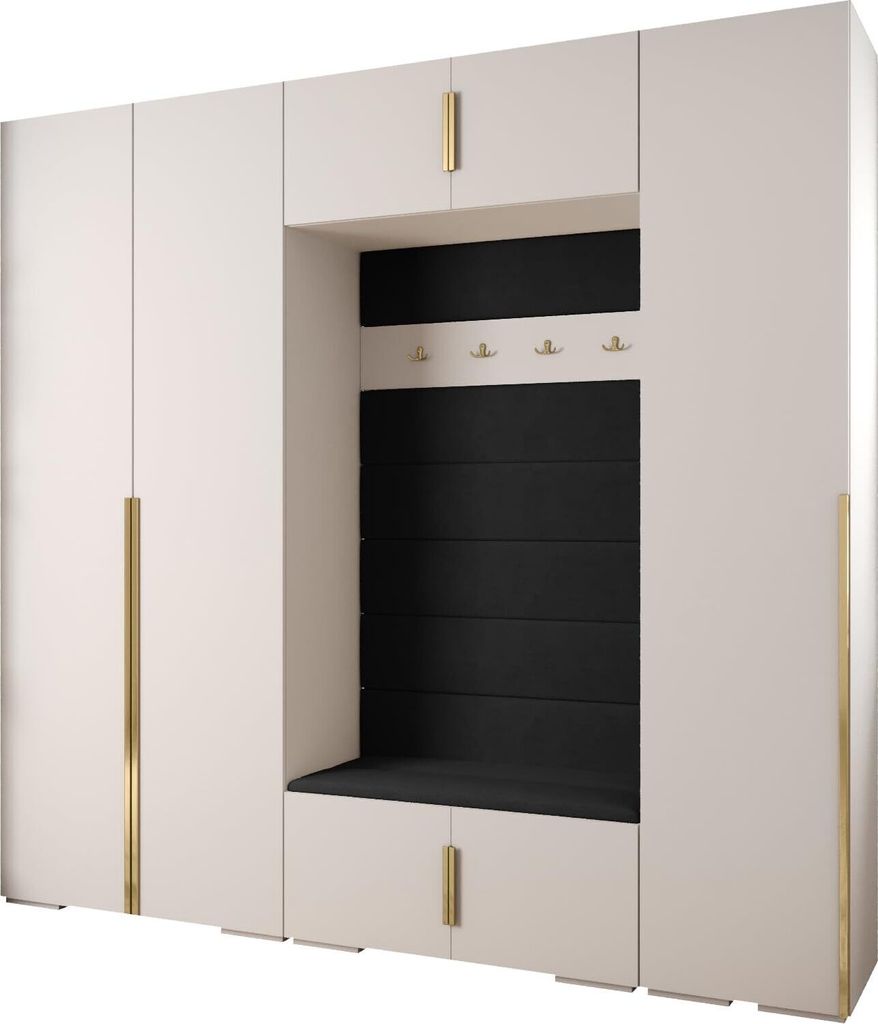 MEBLE KRYSPOL Inova 1 Möbelset Garderobe, 236,7x250x47cm - Weiß, Manila 18, Gold