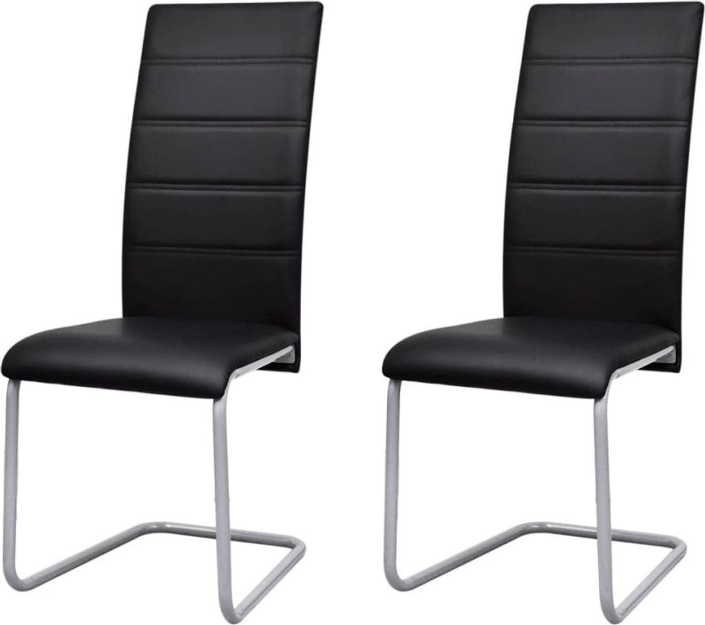 "im Angebot" Freischwinger 2 Stk. Schwarz Kunstleder - Esszimmerstühle CC1533
