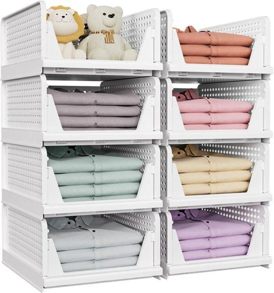 Rangement de placard empilable pour salle de bains et cuisine lot de 8