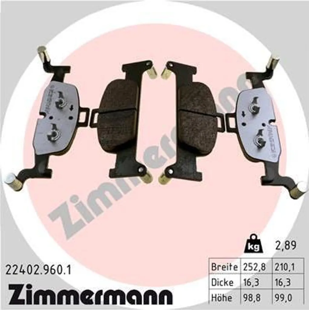 Jeu de Plaquettes de Frein pour Audi A4 A5 A6 A7 et Q5 Zimmermann OE