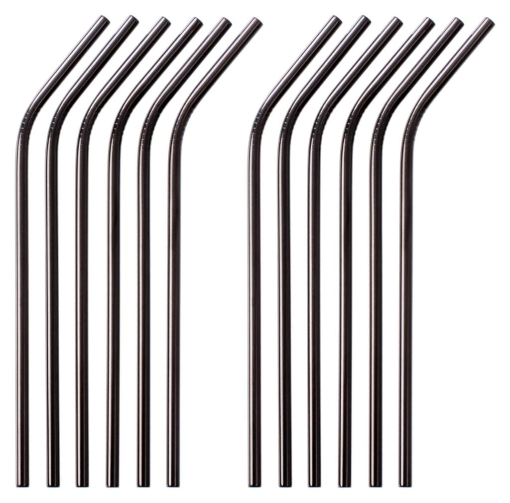 GRÄWE Edelstahl Trinkhalme 12er Set Schwarz Gebogen Produktbild 
