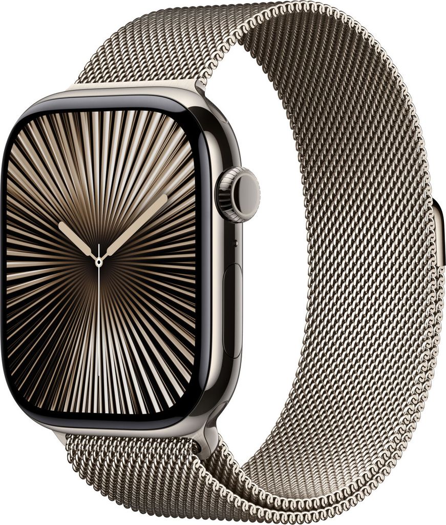 Apple Watch Series 10 GPS + Cellular 46mm Titânio Natural c/ Bracelete Loop Milanesa Natural S/M