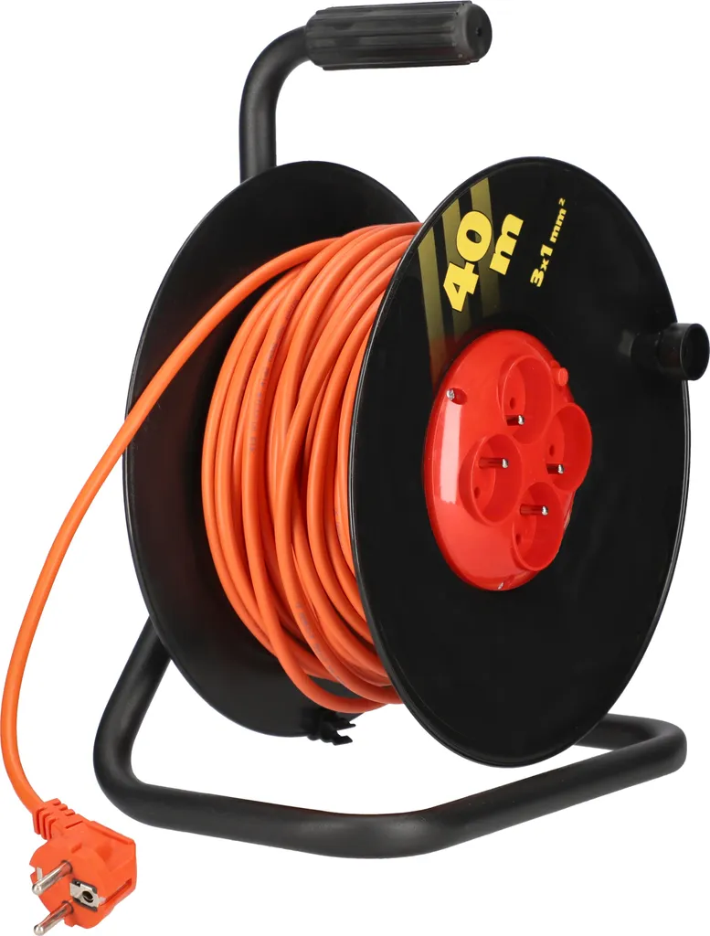 KOTARBAU® Avvolgitore per cavi di prolunga 40m 3x1 H05VV-F Grande avvolgitore con protezione termica 4 volte messa a terra Supporto in metallo Utile per ogni casa, immobile, officina, cantiere o appartamento - 4