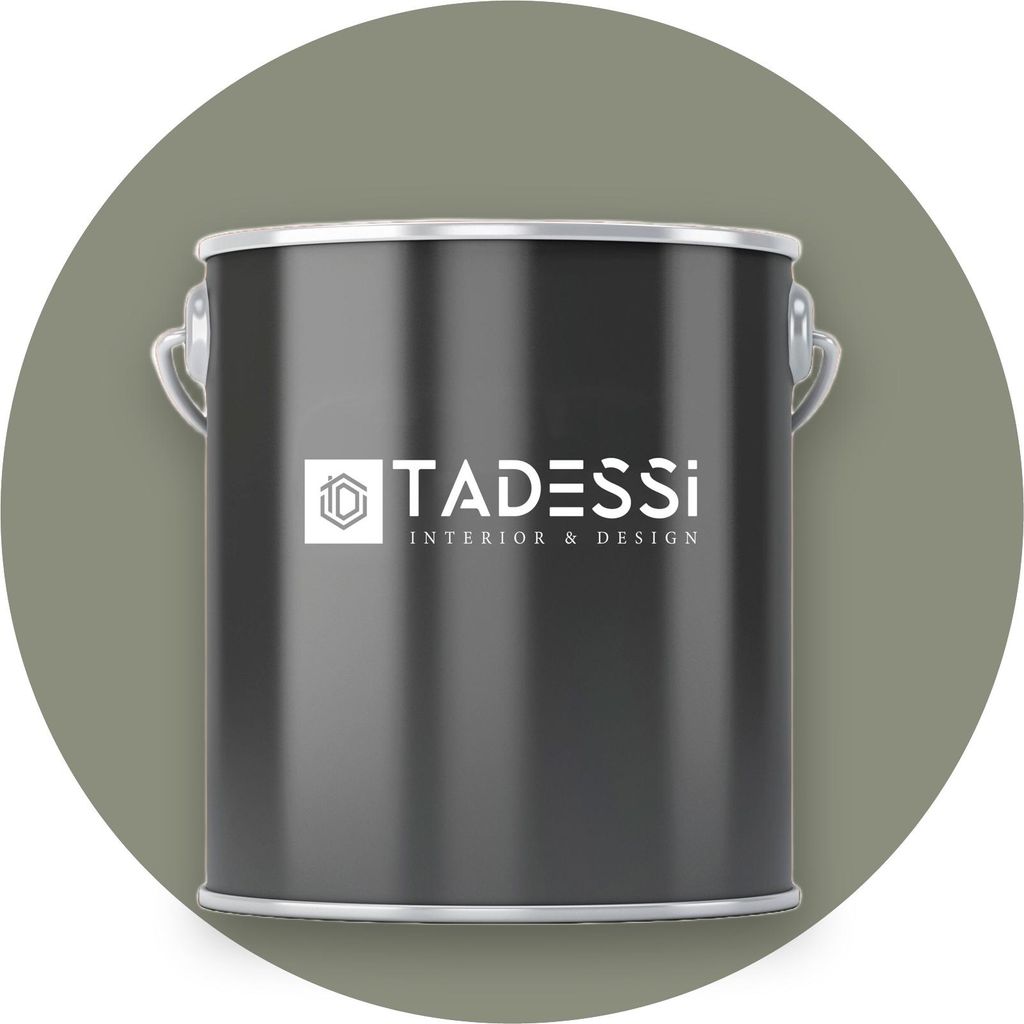 TADESSI Wandfarbe Grau - Schilfgrün - abwaschbare Innenfarbe matt - Dispersionsfarbe - Geruchsarm und Lösemittelfrei - 2,5 Liter Gebinde