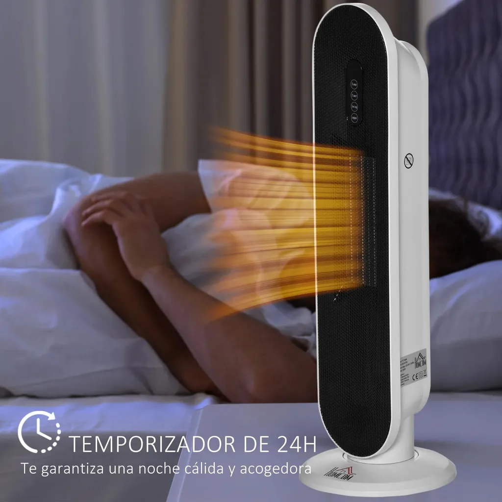Radiateur céramique tour 2000W avec minuterie 24h et télécommande LCD