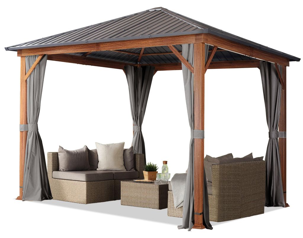 Gartenpavillon 3x3 m Holzoptik, Stahldach Hardtop 4 Produktbild 