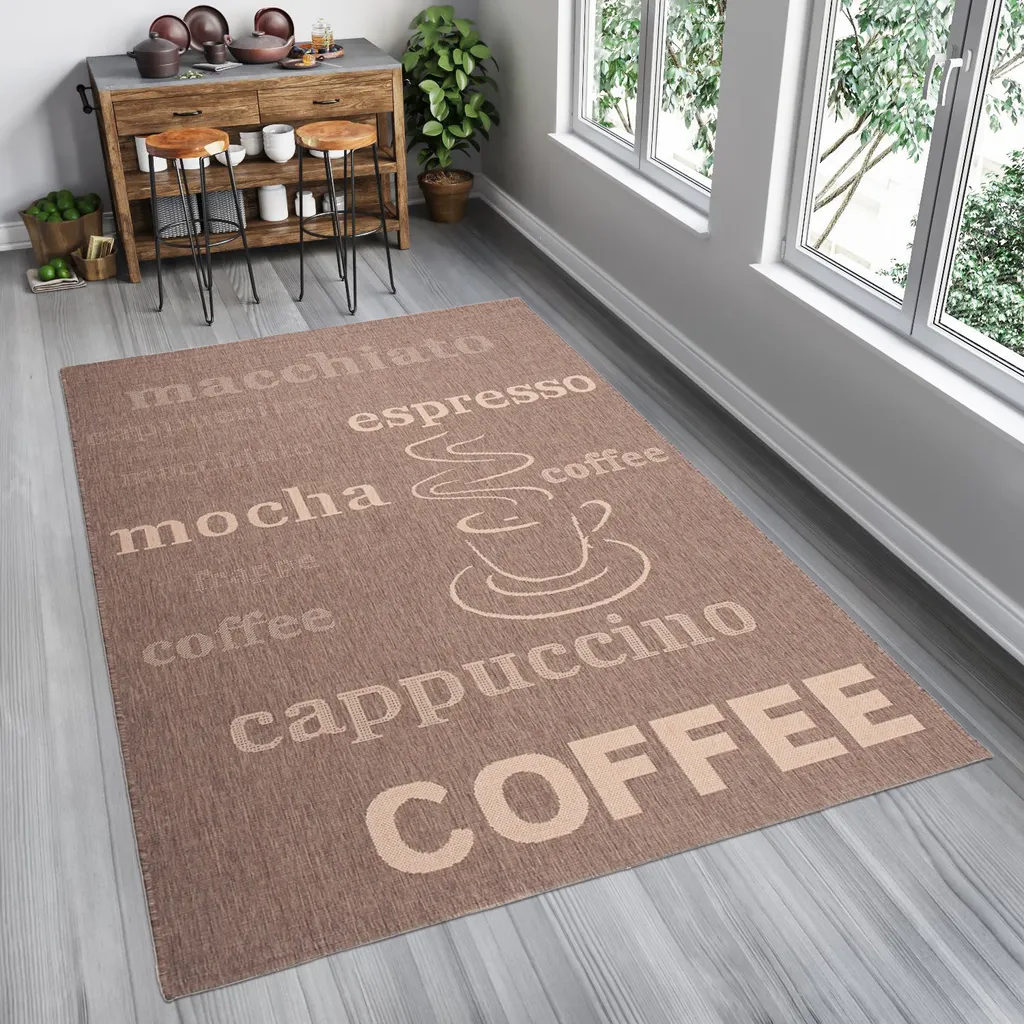 Tapis Design Cuisine et Couloir Beige Marron Aspect Sisal Robuste