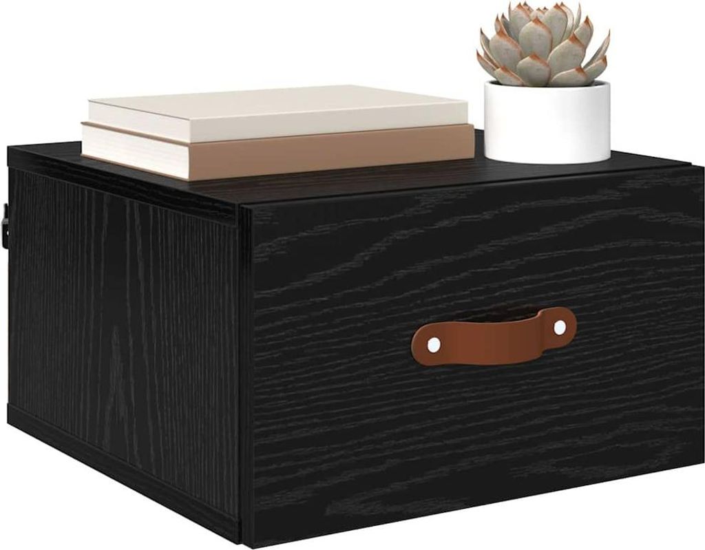 Eleganter Möbel Wandmontiertes Nachttischchen Schwarz Eichen-Optik - Kommoden CJG538524 - Kommoden