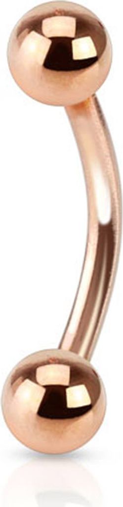 viva-adorno 1,2 x 8 x 3mm Piercing Banane Augenbrauenpiercing mit Kugeln Edelstahl rosegold in verschiedenen Größen Z419