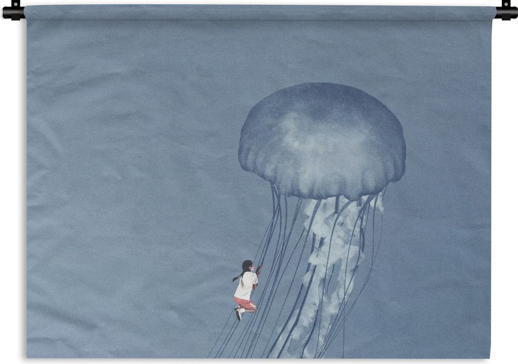 MuchoWow Wandteppich Wandbehang Kinder - Quallen - Meerestiere - Vintage 60x45 cm Tapisserie Dekoration Wandtuch - Das Schlafzimmer