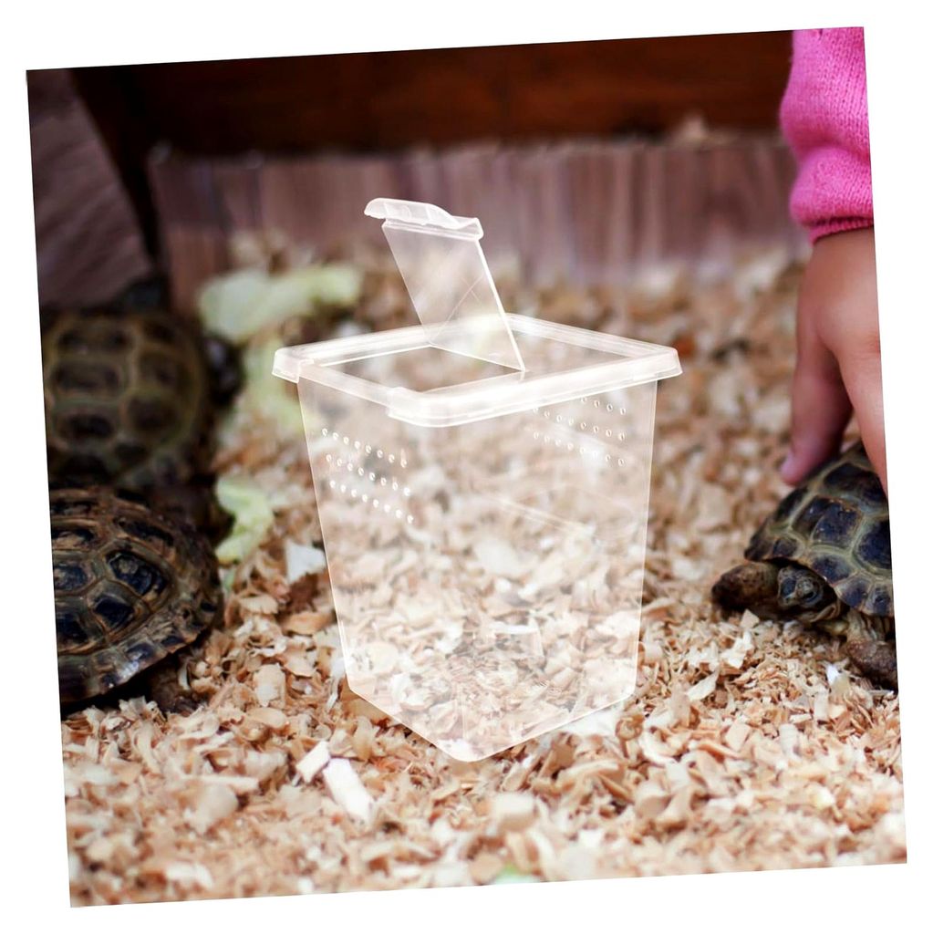Terrarium für Haustiere und Futterbox für Reptilien aus transparentem PP-Kunststoff mit Belüftung, tragbare Multifunktionsbox für Schlangen, Sp...