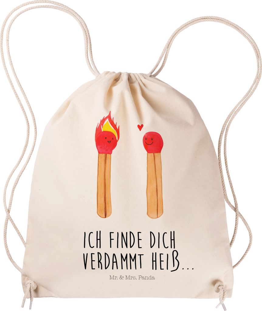 Mr. & Mrs. Panda Beutel Streichhölzer - Transparent - Geschenk, Fitness Tasche, mit kordelzug, Sportbeutel, Liebesgeschenk, Jutebeutel, Liebesbewe...