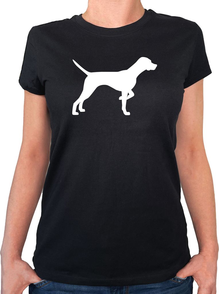 Huuraa Damen T-Shirt English Pointer Silhouette XS Black Bio Baumwolle Fairtrade Damenshirt Geschenkidee