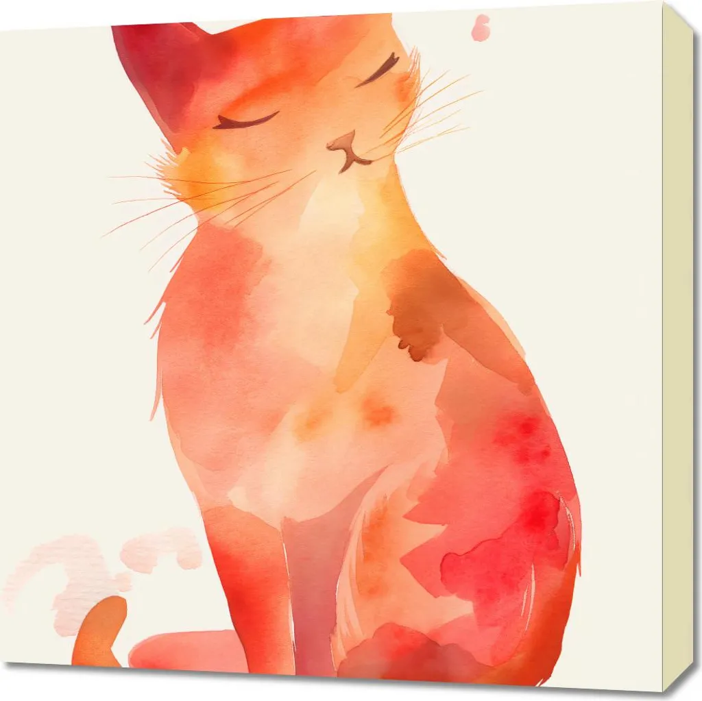 Quadro Gatto Acquerello 60x60 cm - Regalo Ideale per Amanti Gatti