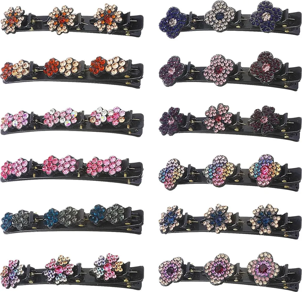 Accessoires coiffure mariage et soirée - 12 Barrettes fleurs en cristal