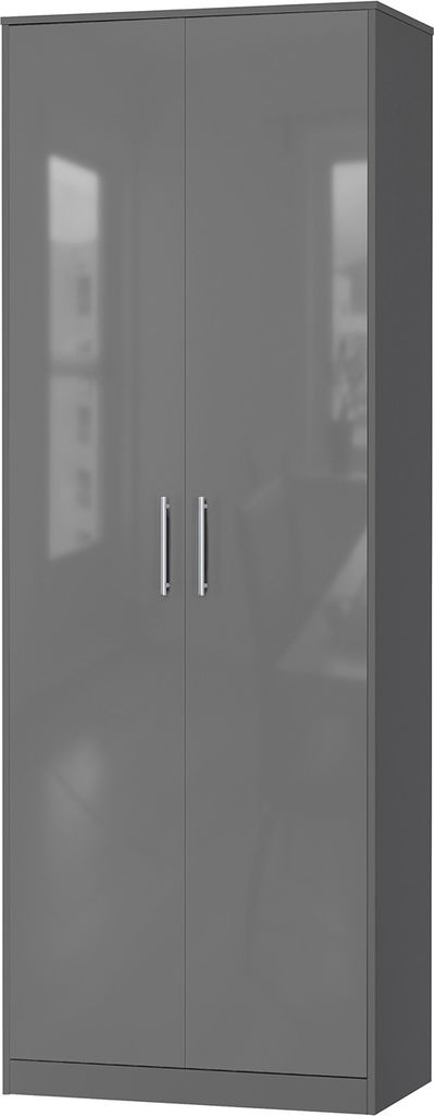 SMARTBett Schrank Kleiderschrank Aktenschrank 80 cm Anthrazit/Anthrazit Glanz