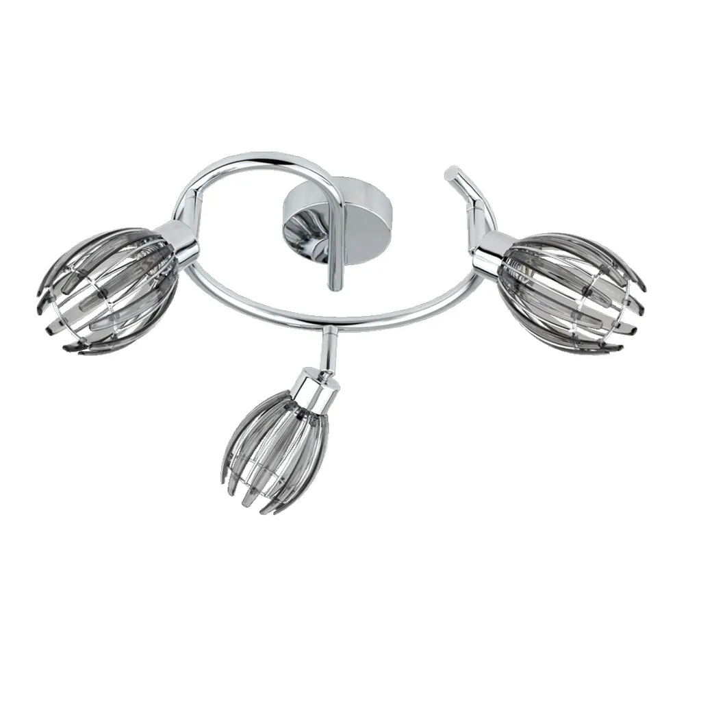 Luminaire de plafond à 3 spots orientables EZZO chrome verre fumé