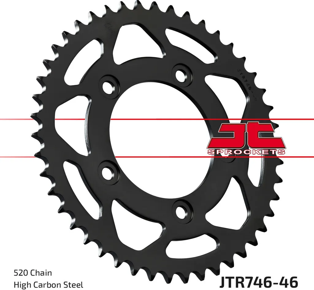 Pignon 520 46Z JT Sprockets en acier carbone 100mm entraxe 124mm