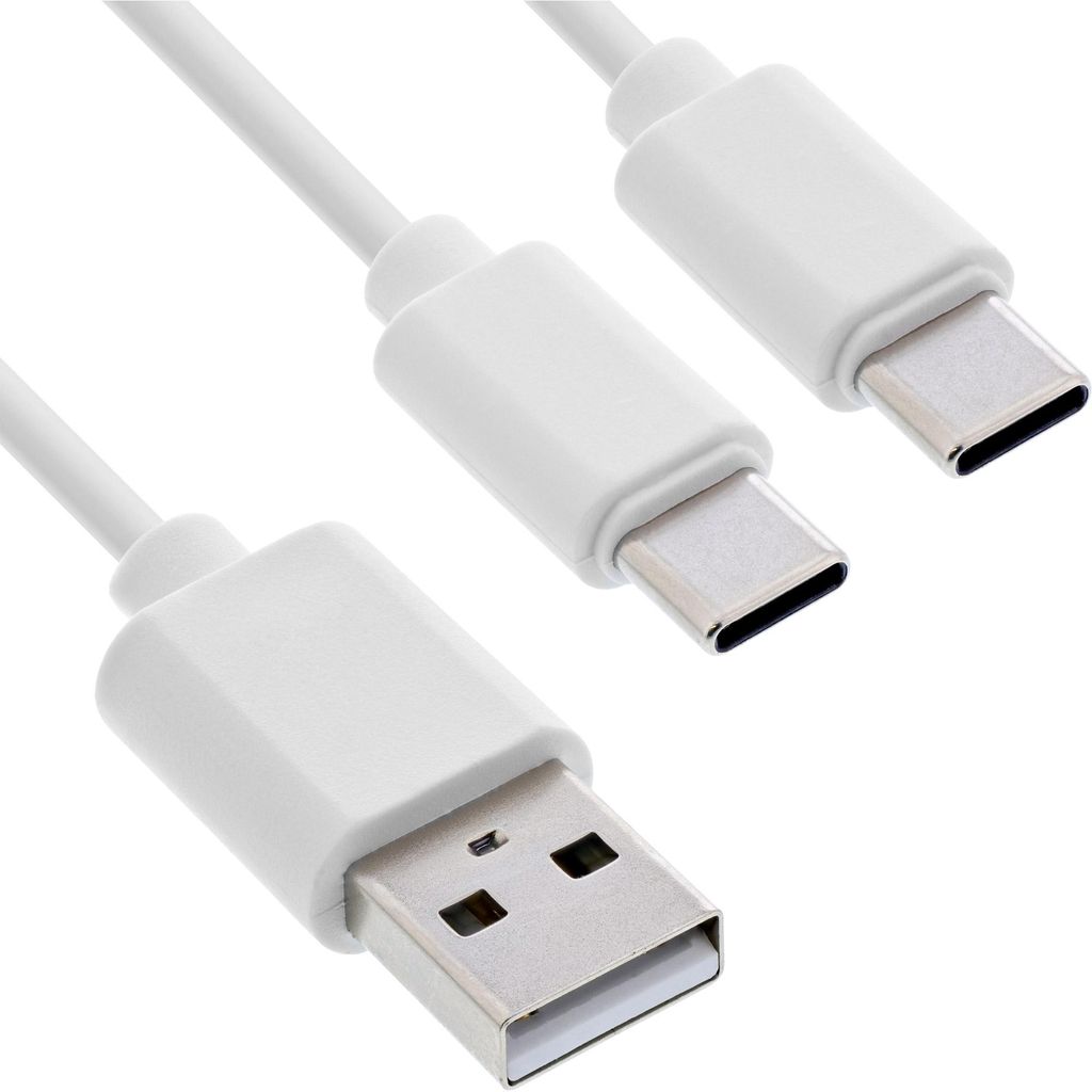 InLine 35126W, 0,5 m, USB A, 2 x USB C, USB 2.0, Weiß Produktbild 