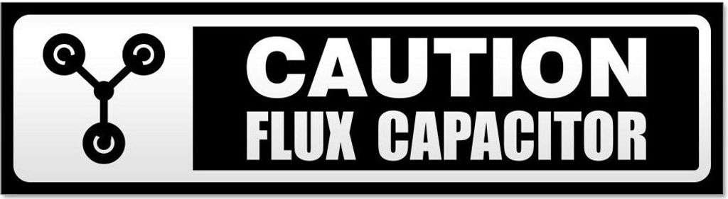Kiwistar Flux Capacitor Caution invertiert Magnetschild Schild magnetisch - 60cm Schwarz - Magnetfolie für Auto PKW Kfz