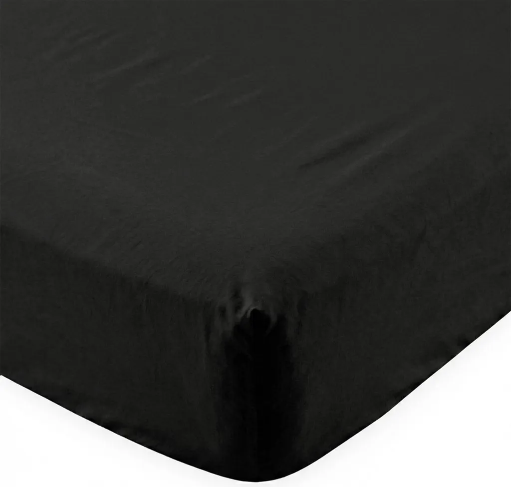 Drap-housse 200x200 bonnet 32 cm HappyFriday BASIC Noir grand format - 6