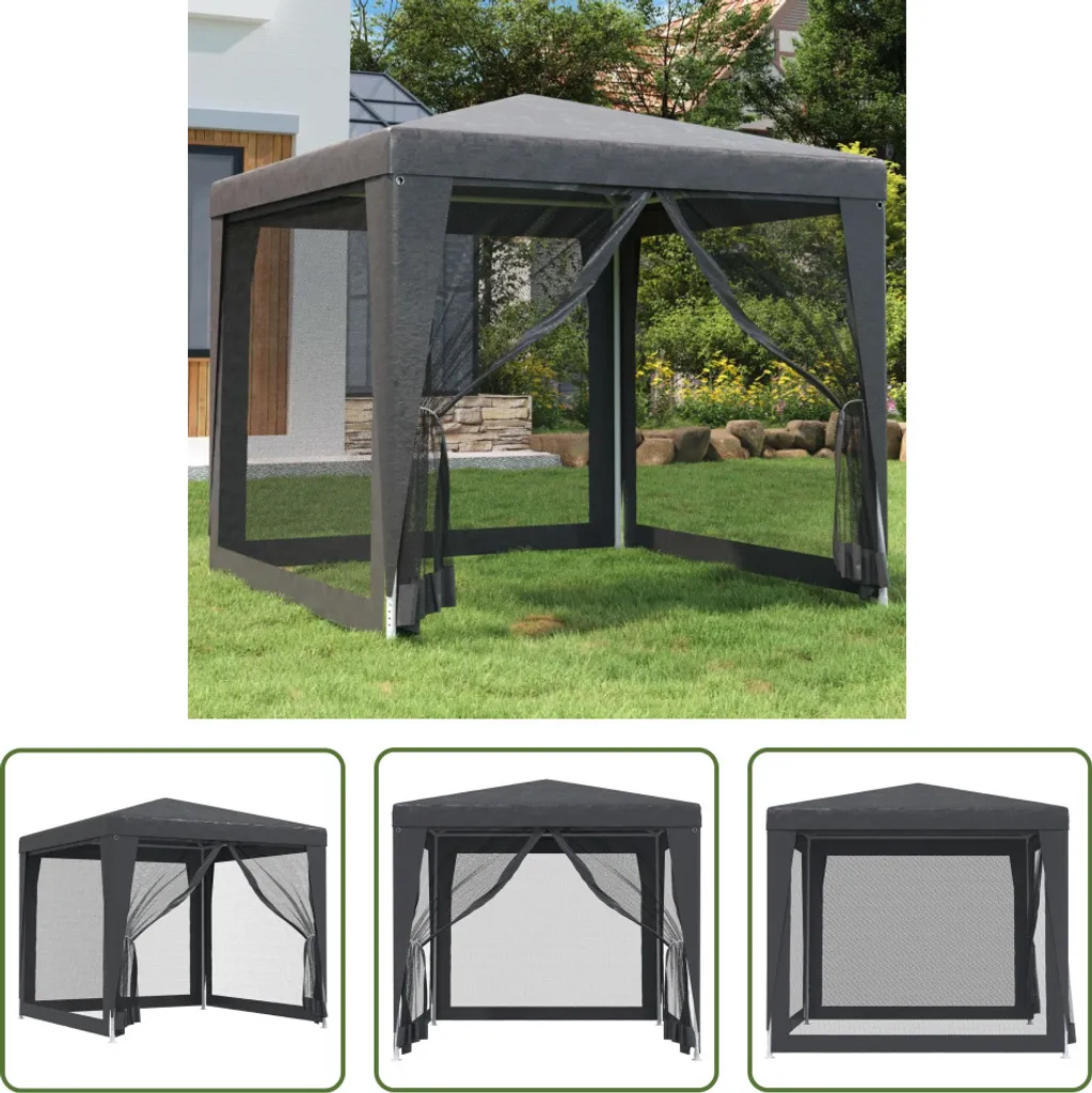 Gazebo da Giardino 2.5x2.5 m HDPE con Zanzariera - Tenda Antracite - 8