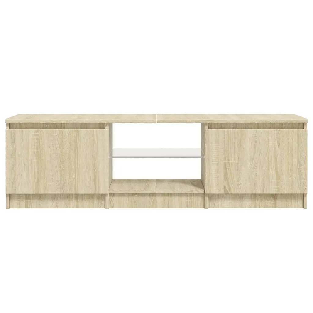 Meuble TV LED en Chêne Sonoma 140 cm - Support Multimédia Style Moderne