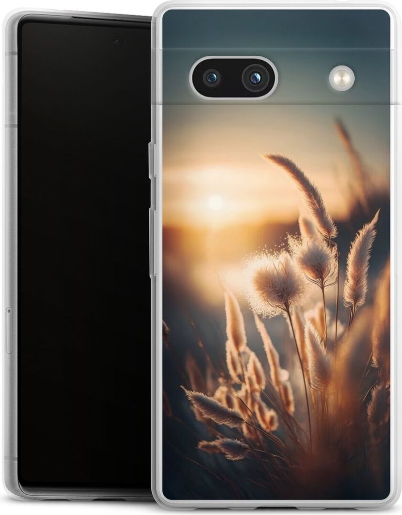 DeinDesign Slim Hülle für Google Pixel 7a Silikon Case Ultra Dünn Handyhülle Natur Sonne Pampasgras