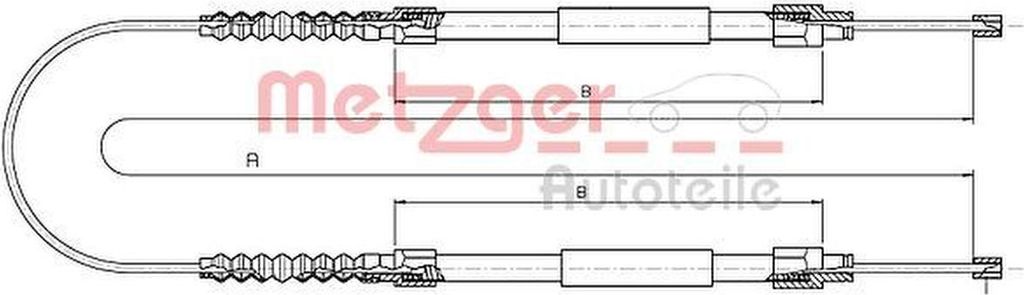 METZGER Handbremsseil Seilzug Feststellbremse für FIAT DUCATO Pritsche/Fahrgestell (230) Hinten 1171.11