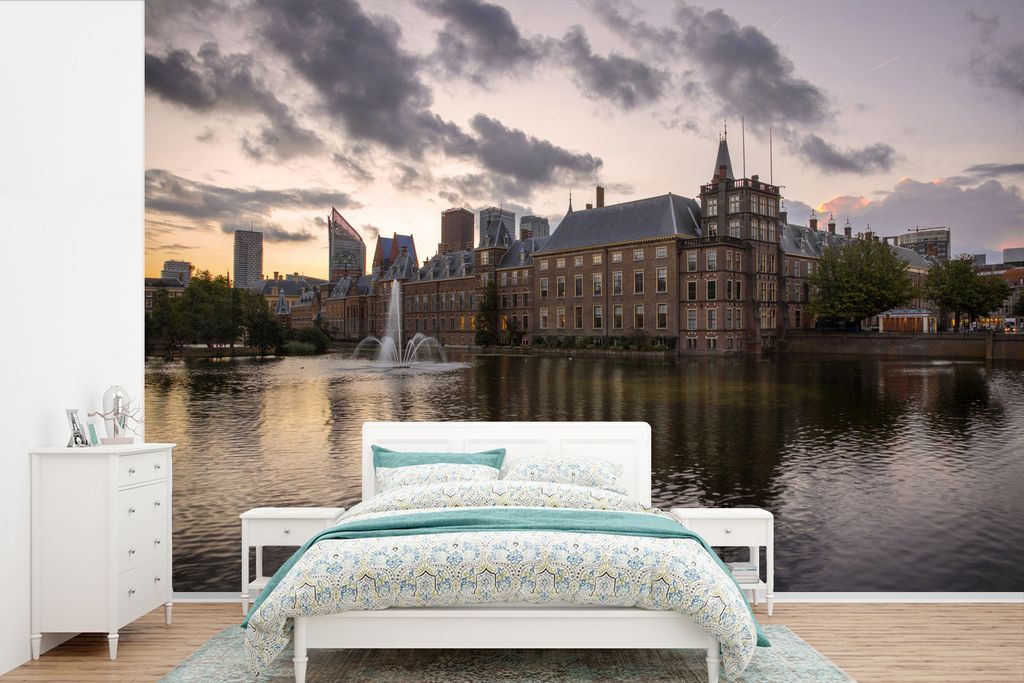 MuchoWow Fototapete für Wohnzimmer oder Schlafzimmer Wandtapete Vinyl Motivtapete Den Haag - Innerer Gerichtshof - Wolken - 450x300 cm - Gemusterte