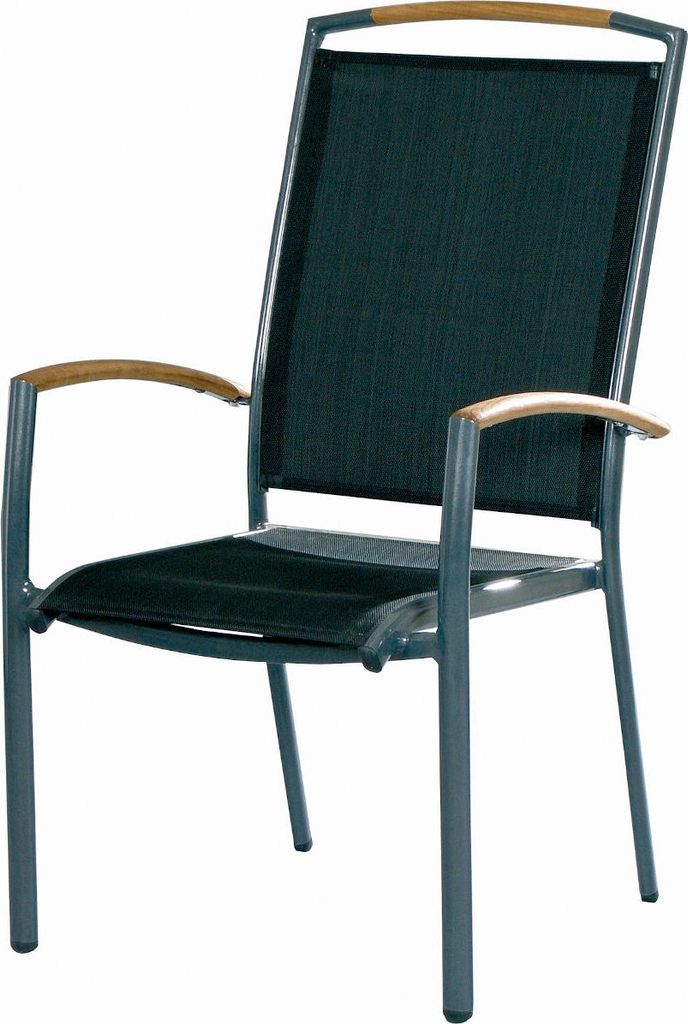 Inko Stapelsessel Frisco hoch Alu/Textil/Teak Stapelstuhl 3 Produktbild 