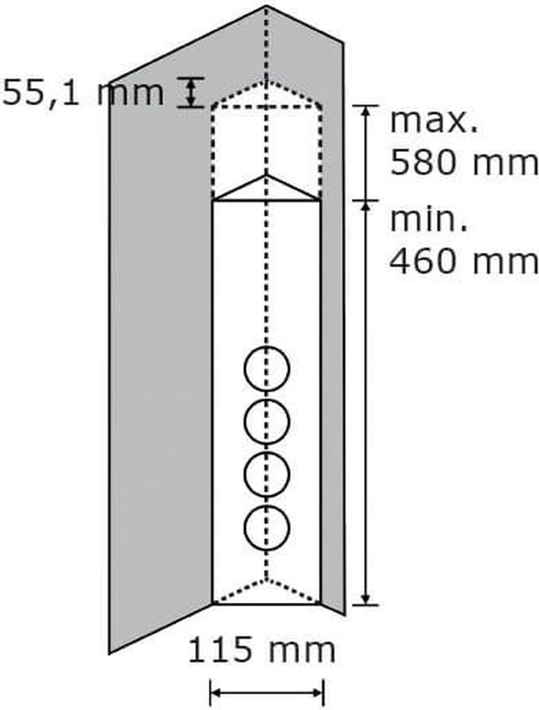 A diagram showing the dimensions and internal structure of a product.