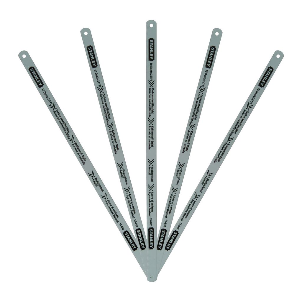 STANLEY Metallsägeblatt 1-15-842 300mm 100 Stück 24 TPI Handsägeblatt, Bügelsäge, Stahl, Messing, Alu, Kupfer